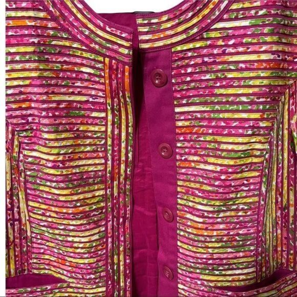 Chico's‎ Annabelle Pink Striped Blazer Sugarberry Dream Size 0 (4) - Picture 2 of 13